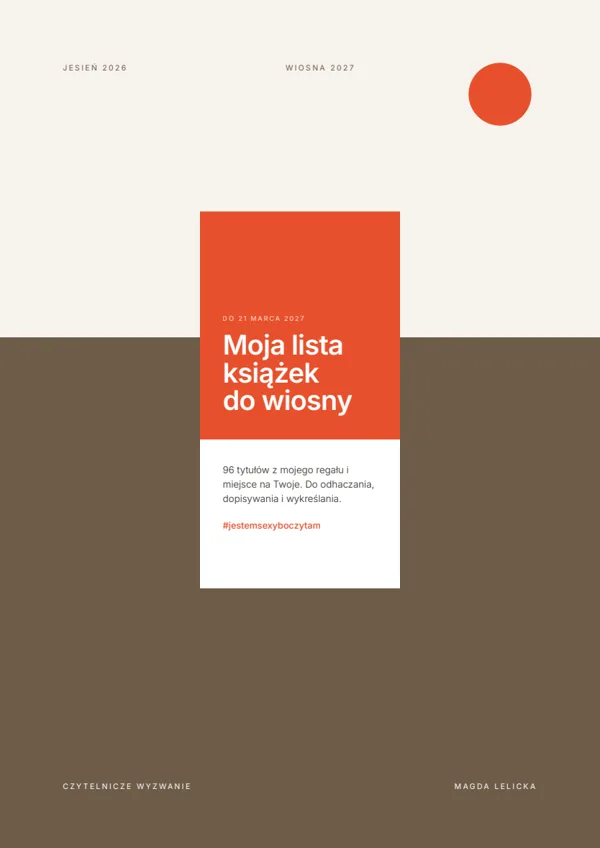 Okładka PDF: Moja lista książek do wiosny 2027 — Magda Lelicka